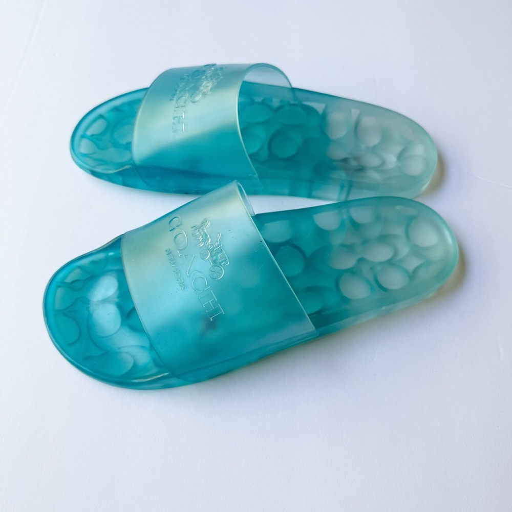 Coach New York Ulyssa Women's Size 8 Jelly Slides Blue #W3750 - Picture 2 of 5